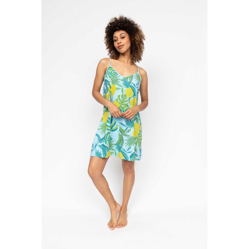 Cyberjammies Light Blue Pineapple Printed Jersey Strappy Short Nightdress image number 2